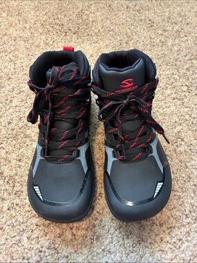 Hobibear Kids' Black and Red Lace-Up Boots